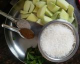 A picture of step 2 of Raw mango and mint cooler.