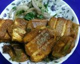 A picture of step 5 of Schezwan paneer tikka masala.
