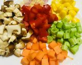 Hình bước làm 1 của món Đậu Hủ Chiên Ngũ Sắc Chay
