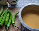 A picture of step 1 of Big green chillies pakoda. (mirchi bhajji).