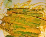 A picture of step 2 of Kurkuri Bhindi.