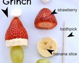 A picture of step 4 of Grinch kabobs.