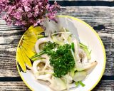 Hình bước làm 5 của món Mực Lá Xào Bầu