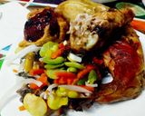 Foto del paso 18 de la receta: Pollo y conejo al horno acompañado con rocoto relleno y soltero de habas