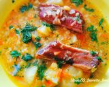 Фото кроку 5 до Вкусный,ароматный и сытный гороховый суп со свиными ребрышками.