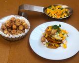 A picture of step 5 of Pancakes with oats crusted paneer and mango salsa.