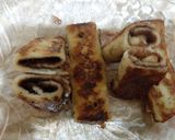 A picture of step 6 of French toast filled with chocolate and banana.