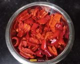 A picture of step 1 of Kathiyawadi Red Chilli Pickle.