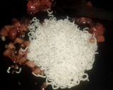 A picture of step 3 of Saucy Sausage noodles.