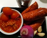 A picture of step 1 of Italian Sausages in Lentil sauce.
