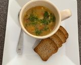 A picture of step 4 of Ham, Chicken, Potato, and Angel Hair Soup.