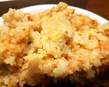 A picture of step 3 of Rice Mayai served with lentils.