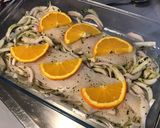 Une image de l'étape 6 de Dos d'églefin à l'orange et oignon de roscoff (marinade orange et cardamome).