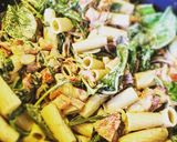 A picture of step 7 of Creamy Rigatoni with Basil Pesto & Prosciutto.