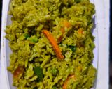 A picture of step 3 of Basil pesto pulao.