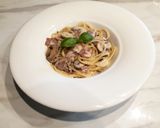 Tejszínes-gombás spagetti fekete-erdei sonkával recept fázis 4 fotója