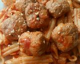 A picture of step 10 of Vickys Sausage Meat Meatball Pasta Bake, GF DF EF SF NF.