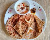 A picture of step 5 of Stuffed paratha with leftover rice.
