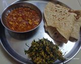 A picture of step 3 of Maharashtrian simple thali with walach birde.