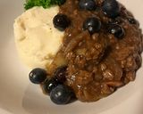 A picture of step 4 of WILD BOAR WITH BLUEBERRIES & CREAMY MASH.