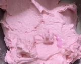 A picture of step 5 of Strawberry short cupcake with strawberry ice cream frosting.