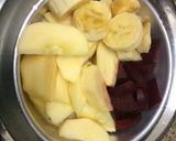 A picture of step 1 of Beetroot, apple, banana smoothie bowl.