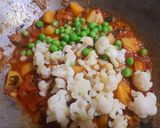 A picture of step 3 of Aloo Gobhi Matar curry.