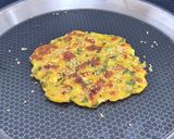 A picture of step 5 of Cheesy Moong Dal Paneer & Veggie Savoury Pancakes 🥞 | Healthy Lunch Box & Tiffin Recipe.