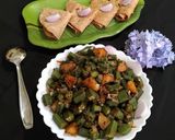 A picture of step 5 of Bhindi Aloo - special side dish for Chapati.