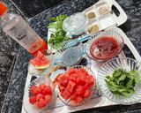 A picture of step 1 of Super Cooling and Refreshing Watermelon Strawberry mocktail.