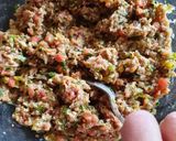 A picture of step 3 of Sfiha (Middle Eastern Meat Pies) with Vegetables.
