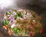 A picture of step 3 of Idli bhaji atom bomb.