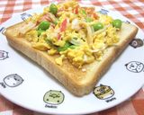 A picture of step 3 of Scrambled Eggs with Imitation Crab and Edamame.