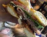 A picture of step 2 of Roasted Bagel: stacked sandwich.