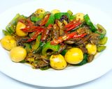 Foto langkah ke 6 dari resep Tumis Kerang Timun Telur Puyuh.