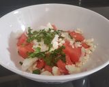 Foto del paso 1 de la receta Bruschetta de sandía con queso feta y hierbabuena