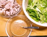 A picture of step 1 of Chilled Pork Shabu-Shabu and Mizuna Cold Pasta.