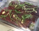 A picture of step 8 of Beef Filets with Marinated Garlic, Thyme, and Rosemary.