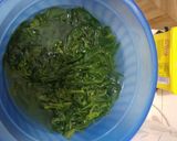Foto langkah ke 1 dari resep Sayur daun singkong + tahu + telur puyuh #bringbackmemories.
