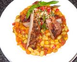Foto del paso 5 de la receta: Costillar de cerdo asado con porotos granados al pilco y pebre con albahaca. JON STYLE