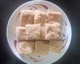 A picture of step 5 of Vrat Mysore pak (desiccated coconut).