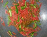 A picture of step 8 of French beans chicken and veg fried rice.