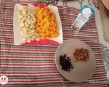 A picture of step 1 of Babugosha mango fruit salad.