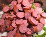 A picture of step 2 of Baked Pasta with Cheddar Cheese and Smoked Beef Sausage.