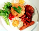 รูปขั้นตอนการทำที่ 3 ของ ข้าวผัดอเมริกัน Thai Food Khao Pad American (Thailand American Fried Rice)