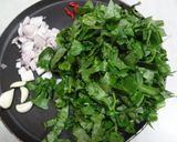 A picture of step 1 of Basale chutney / Malabar Spinach chutney:.
