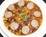 A picture of step 5 of Red kidney bean soup with vegetables and homemade italian sausages.