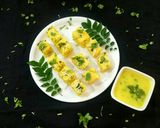 A picture of step 1 of Instant Naylon khaman with chutney.