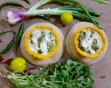 A picture of step 6 of Mixed Saag Filled Cheezy Makka Tarts.