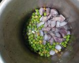 A picture of step 1 of Singhada and green chana curry.
